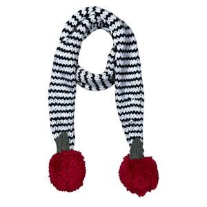 Kate Spade Chunky Knit Skinny Scarf Cherry Pom Winter Scarf Black & White OS